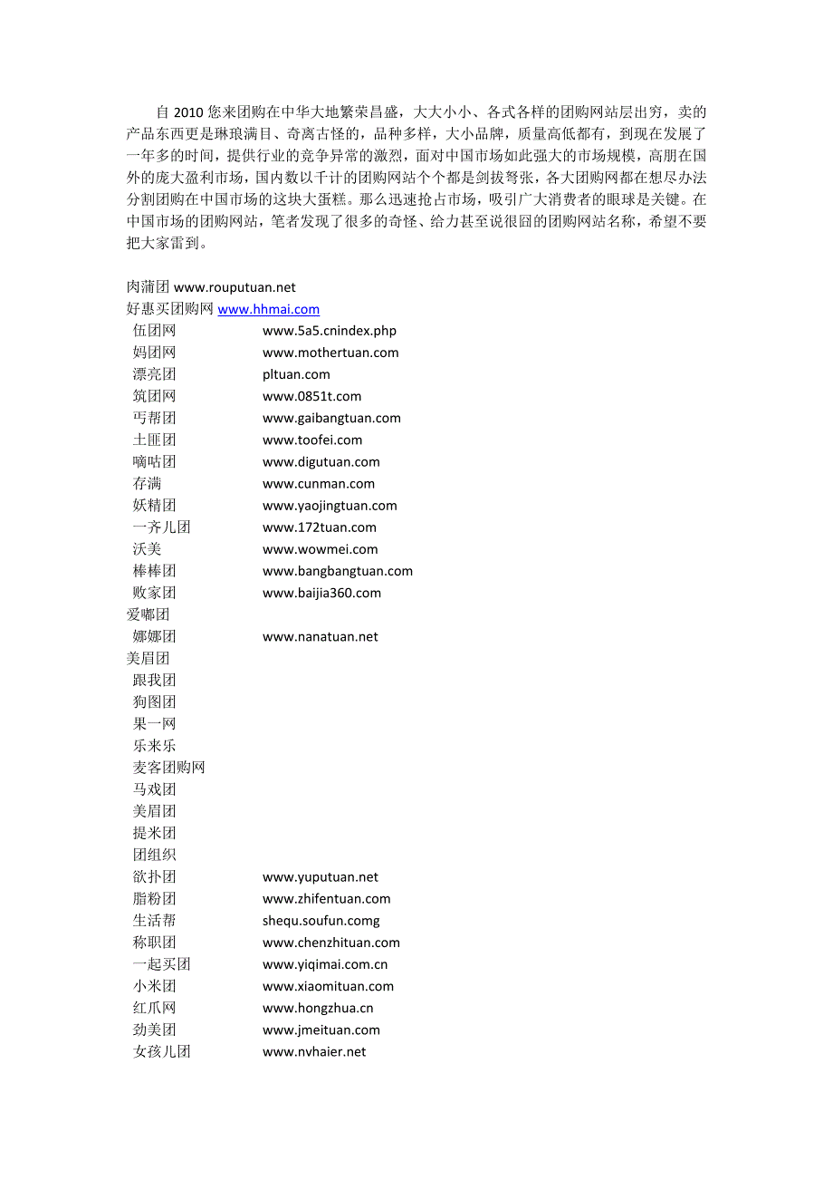 100个特别的团购网站名称列表.docx_第1页