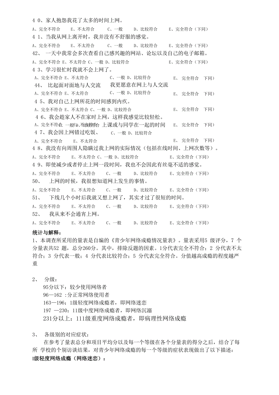 青少年网络成瘾情况调查表IAD_第4页