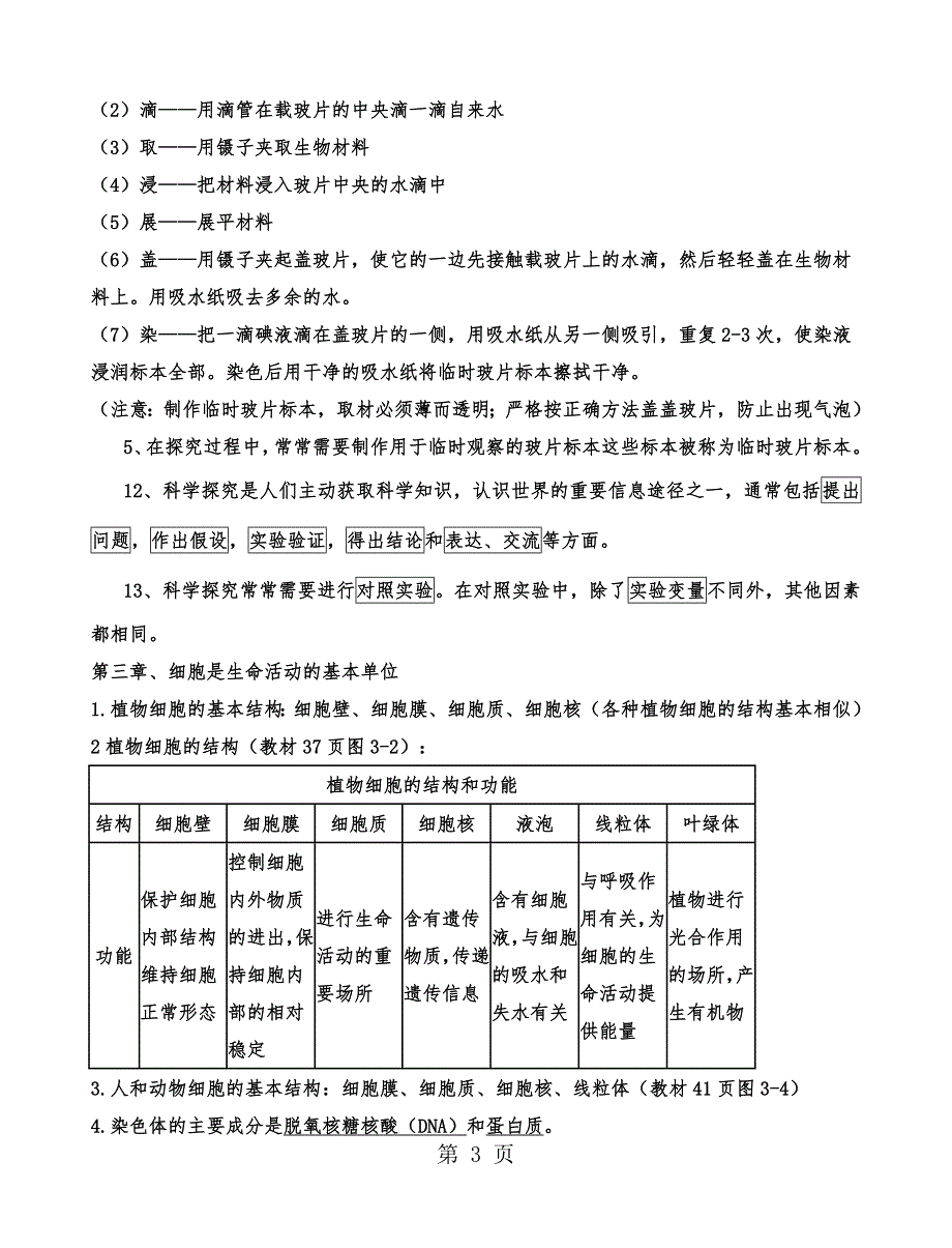 2023年苏教版七年级生物上册考点汇总 2.doc_第3页