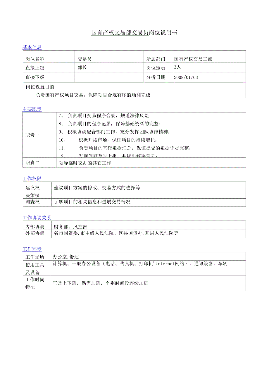 交易部交易员岗位说明书_第3页