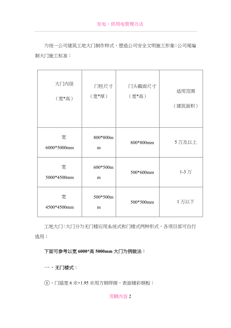 公司工地大门样板施工方案1_第3页