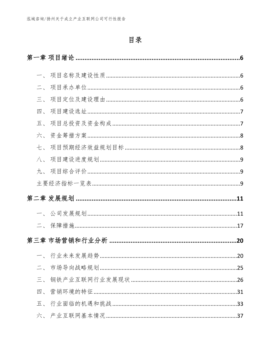扬州关于成立产业互联网公司可行性报告【模板】_第1页