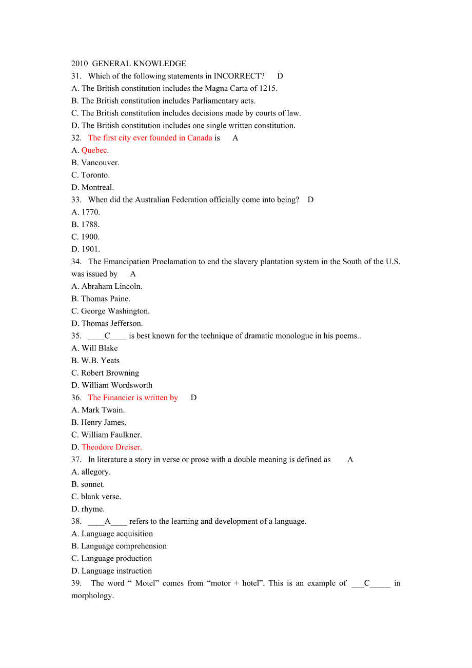 英语专八真题05-12年_general_knowledge人文知识.doc_第4页