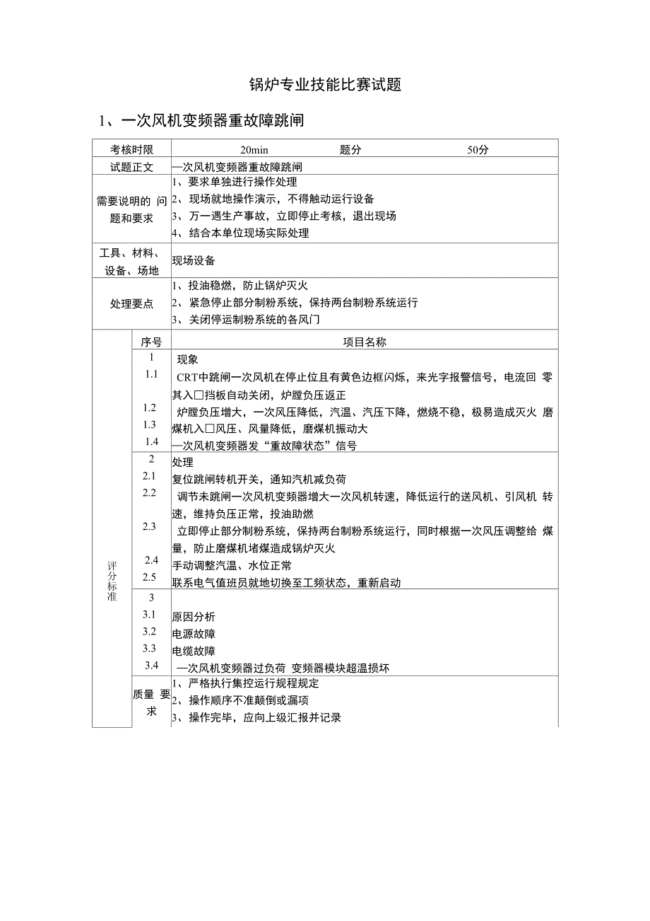 锅炉专业技能比赛实操试题_第1页