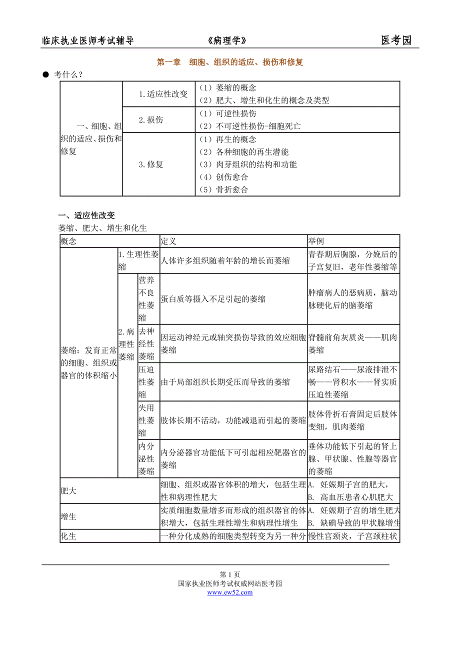 第一章 细胞、组织的适应、损伤和修复.doc_第1页