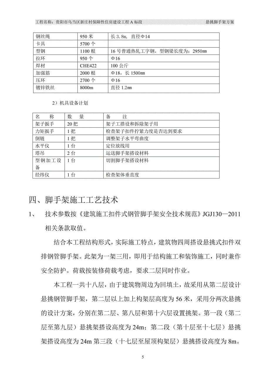 保障性住房建设工程扣件式型钢悬挑钢管脚手架安全专项施工方案_第5页