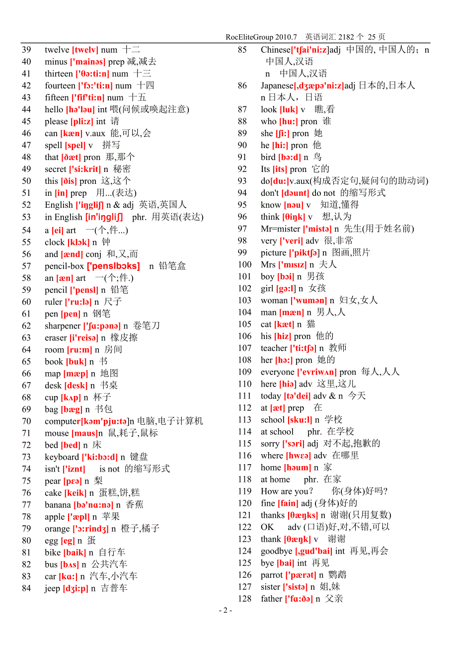 初中英语单词表大全带国际英语音标_第2页