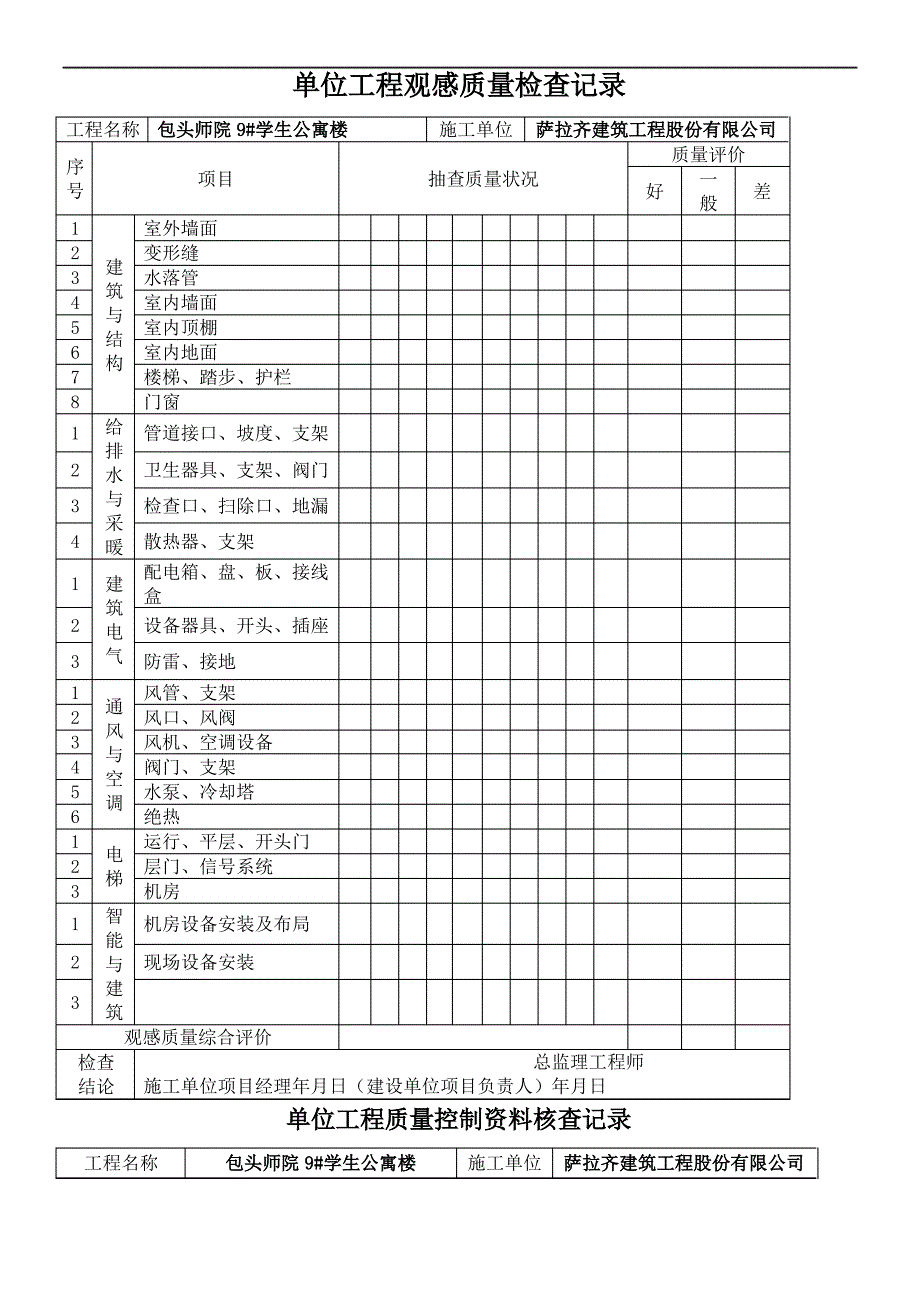 单位子单位工程质量竣工验收记录表_第3页