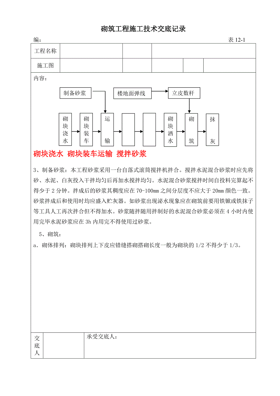 砌筑工程施工技术交底记录_第3页