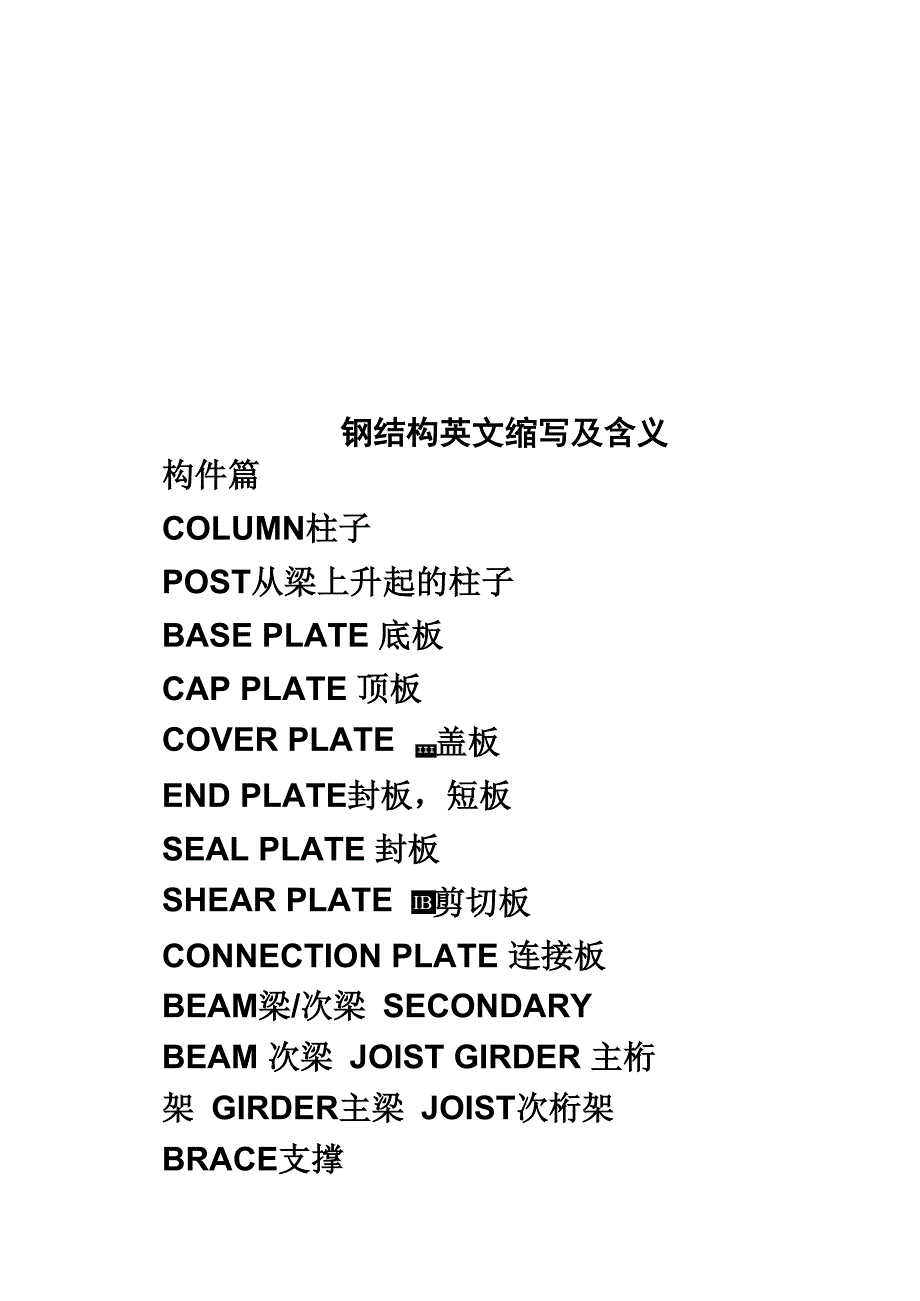 钢结构英文缩写及含义_第1页