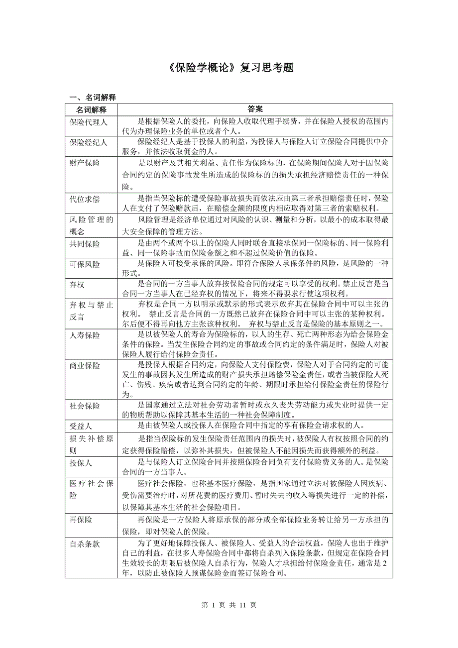 保险学概论复习思考题.doc_第1页