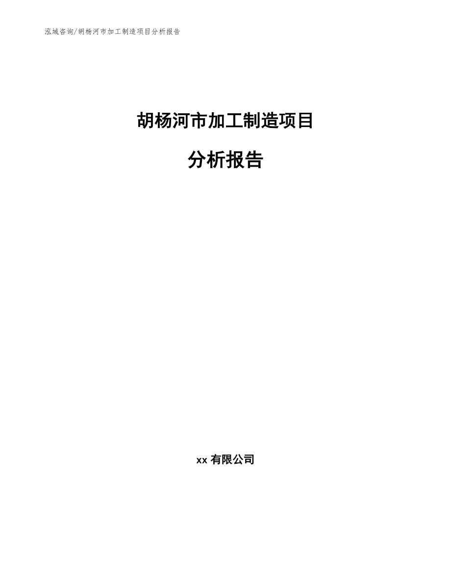 胡杨河市加工制造项目分析报告【范文】_第1页