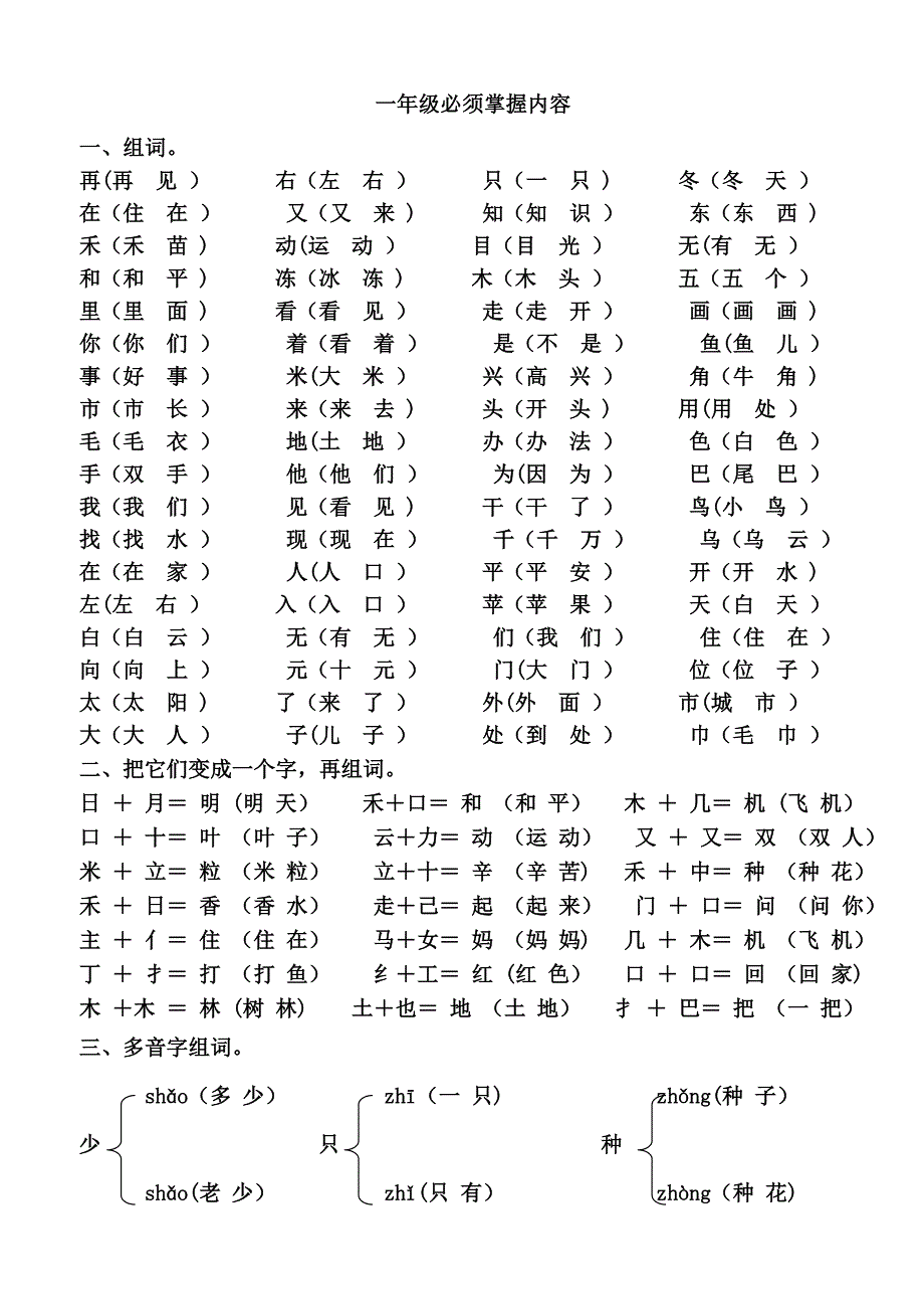 一年级必须掌握内容-语文_第1页