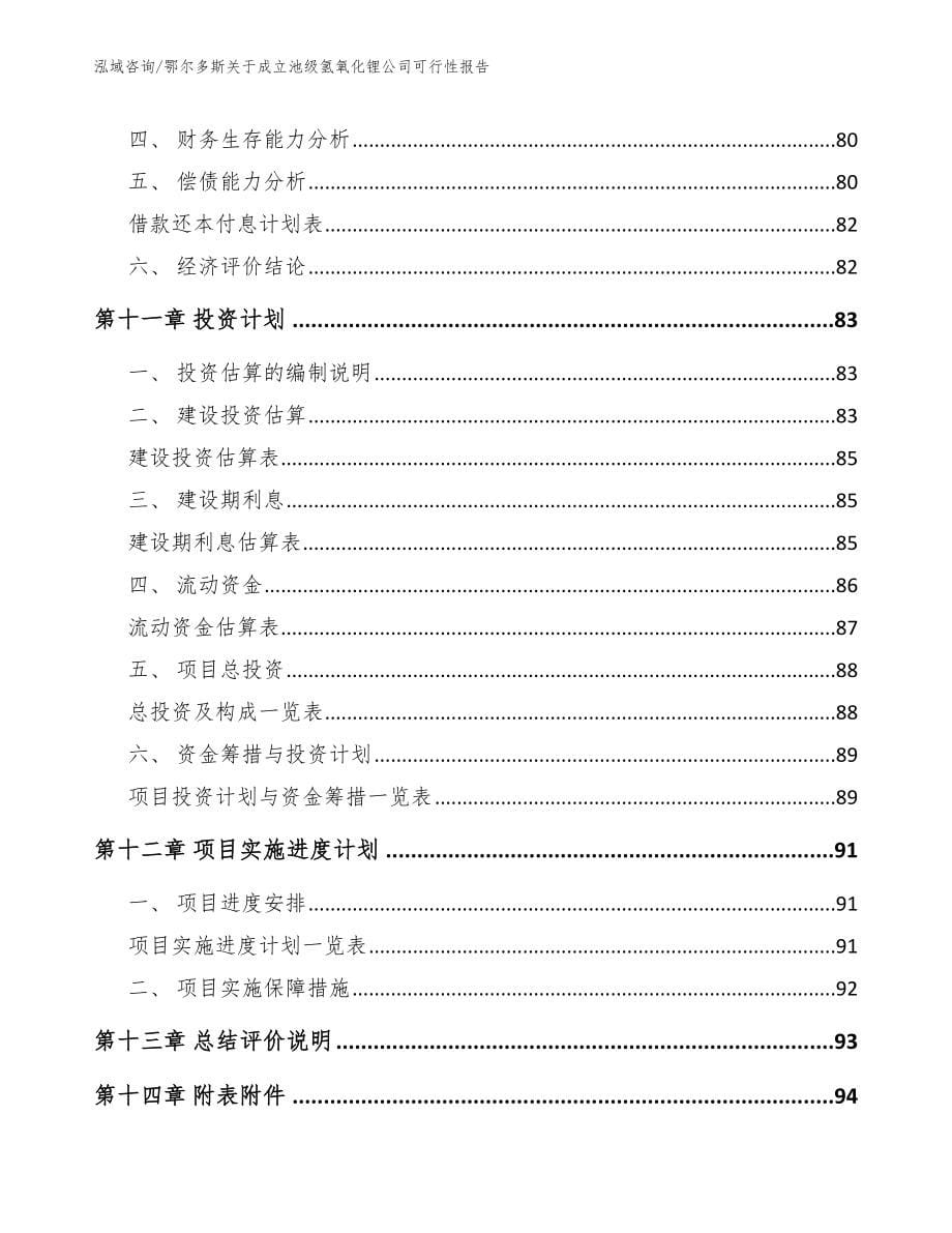 鄂尔多斯关于成立池级氢氧化锂公司可行性报告【模板】_第5页