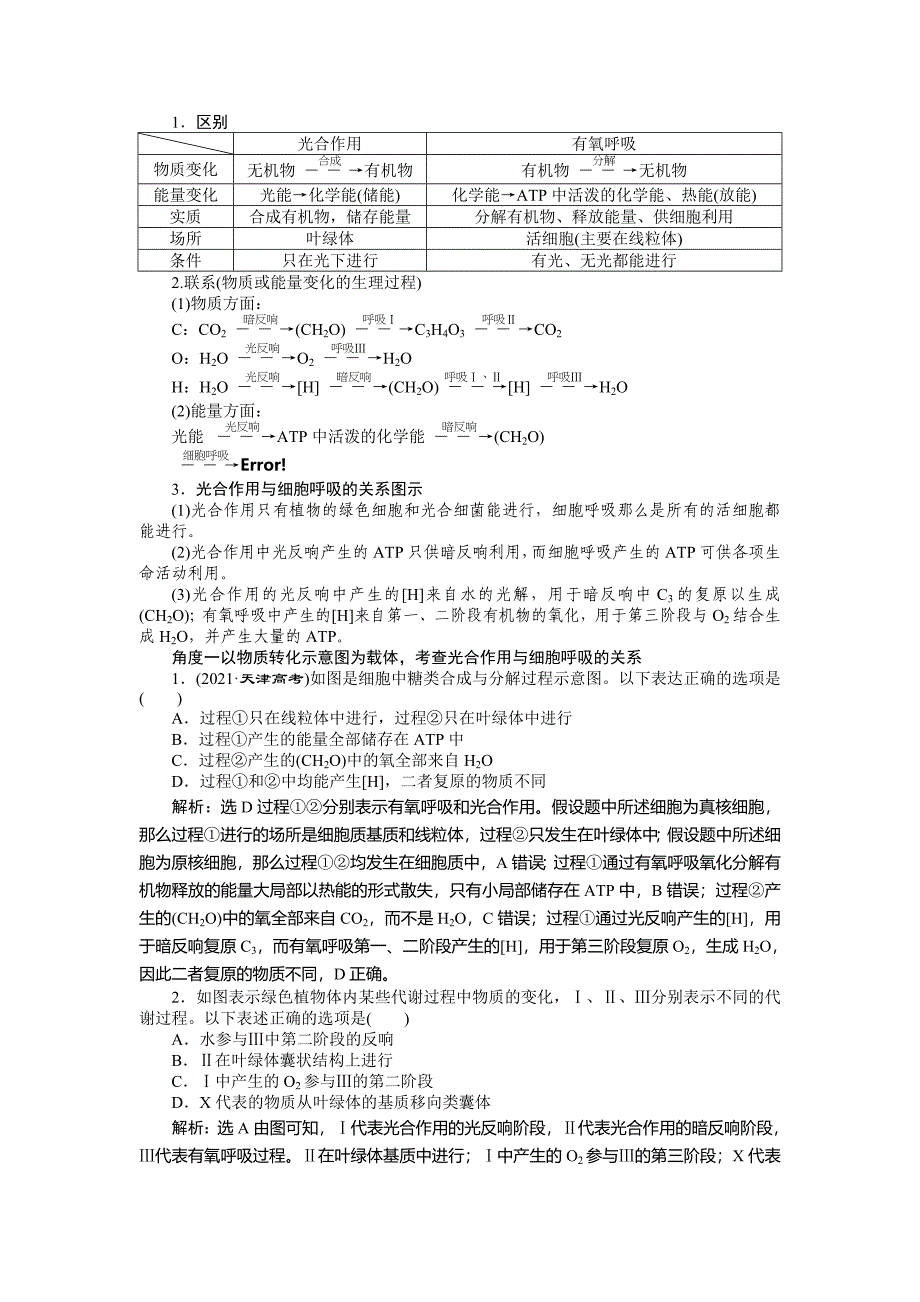 光合作用与细胞呼吸的关系_第1页