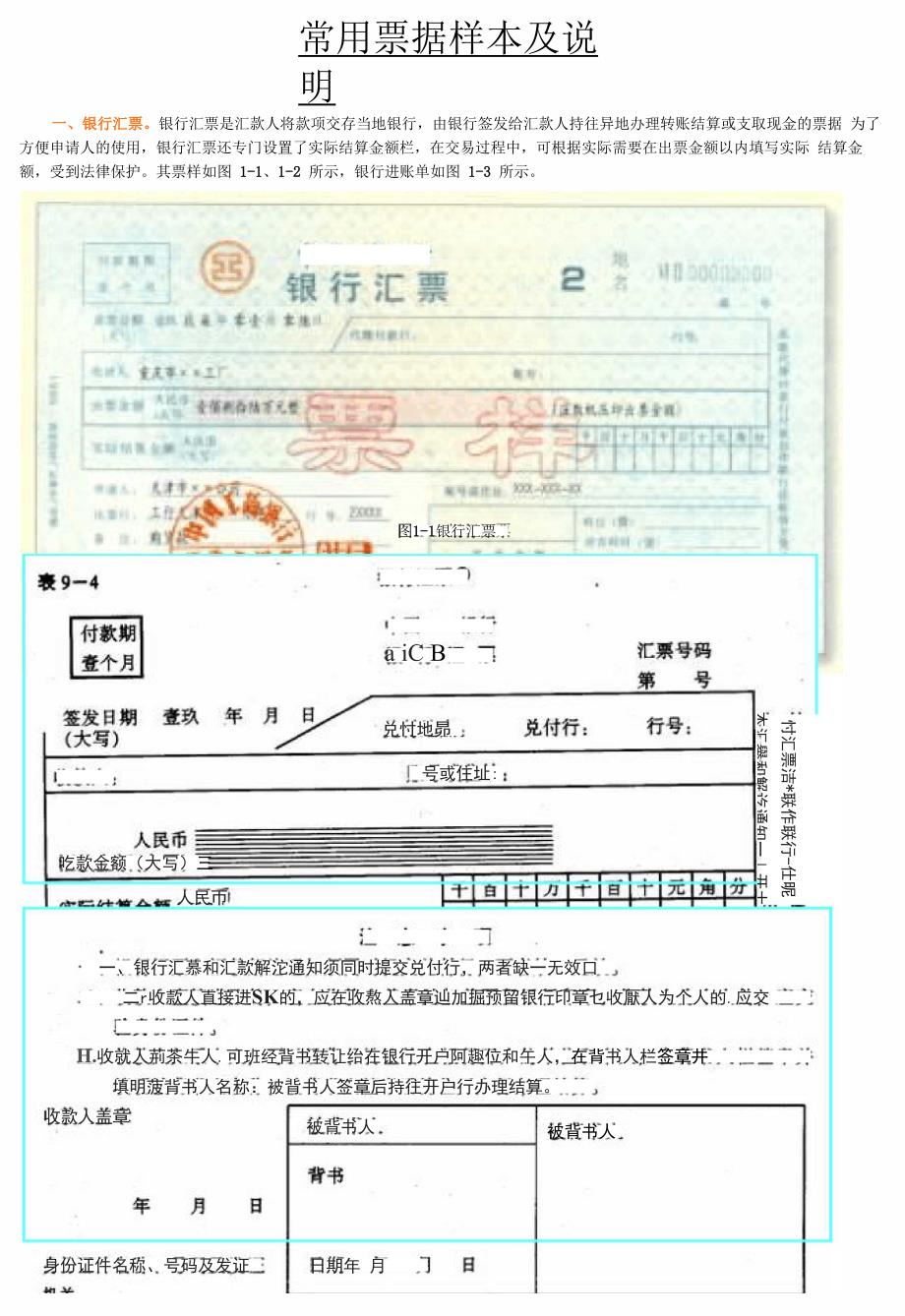 银行常用票据样本及说明_第1页