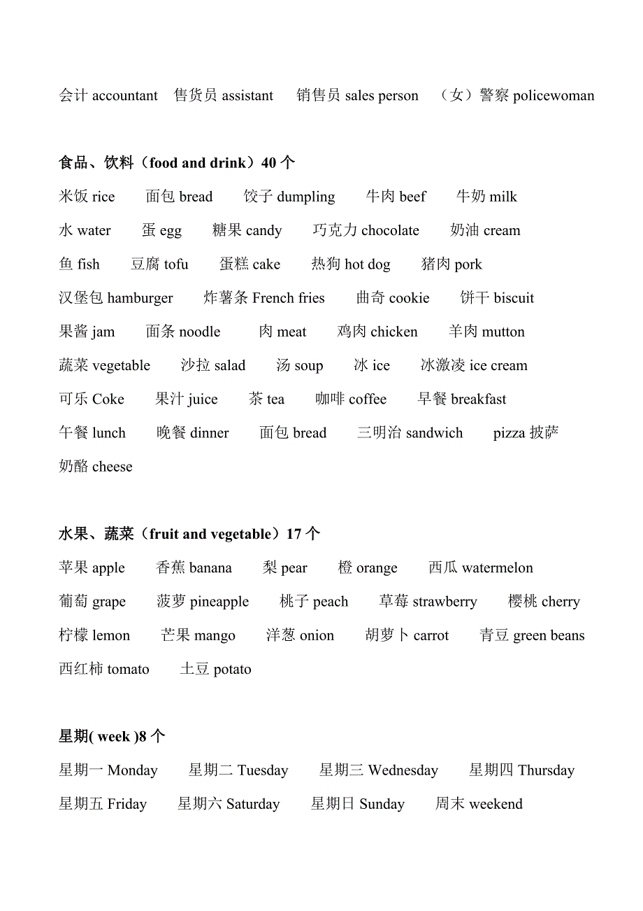 (2020年春)闽教版六年级英语毕业考点梳理常用词汇分类汇总_第3页