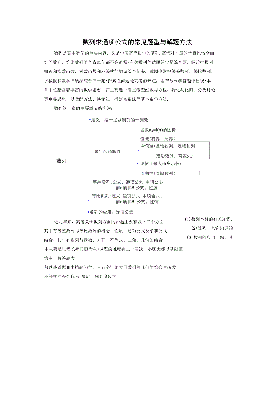 数列求通项公式的常见题型与解题方法_第1页