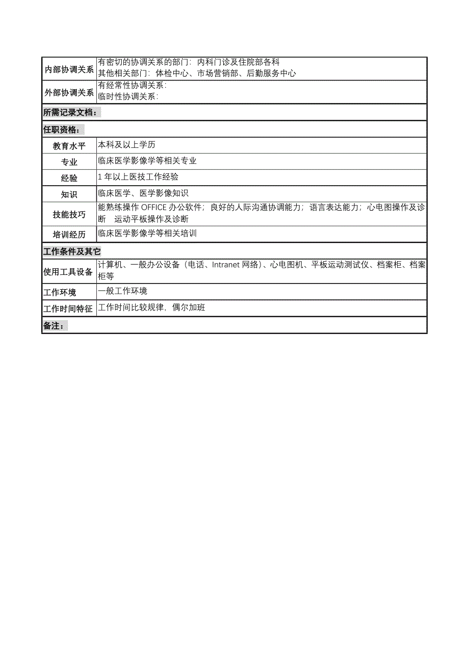 湖北新华医院功能检查科心电图技师岗位说明书_第2页