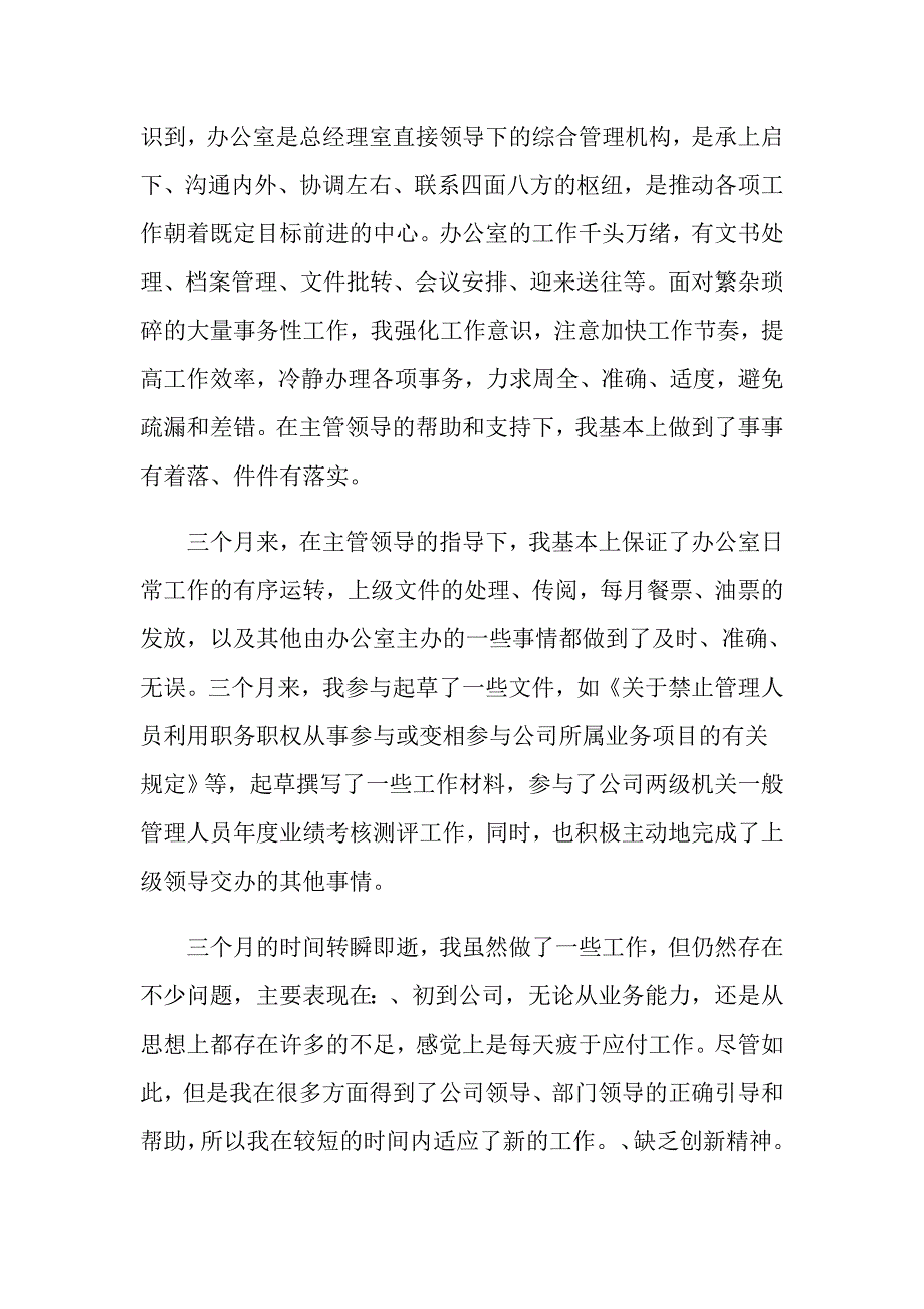 2022年文员试用期的工作总结_第2页