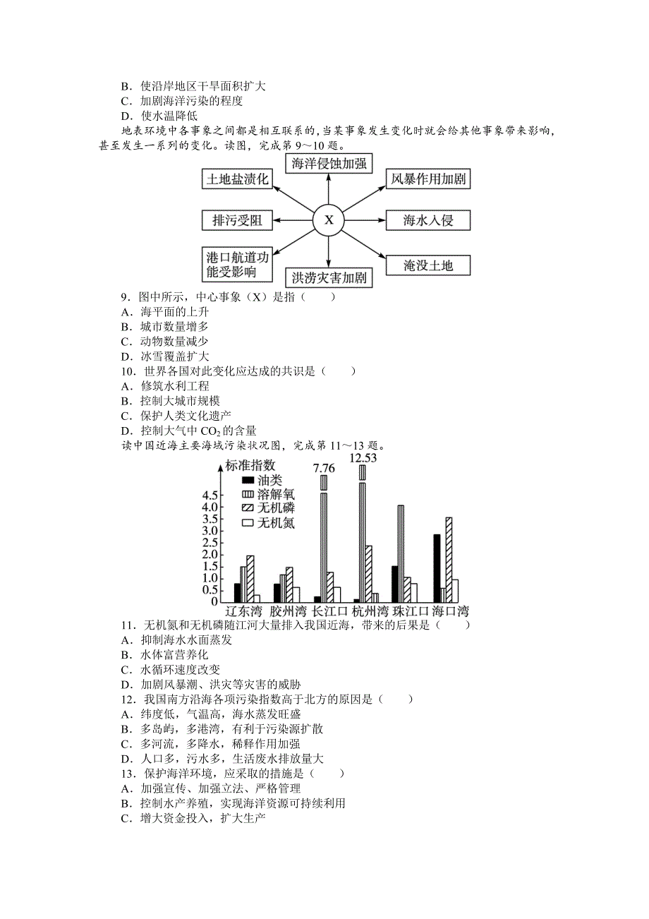 精编地理人教版选修2自我小测：第六章第二节海洋环境问题与环境保护 Word版含解析_第2页