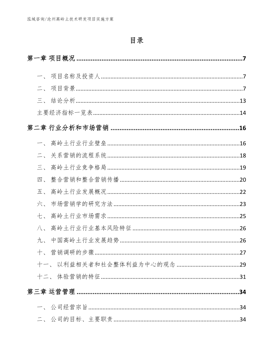 沧州高岭土技术研发项目实施方案（范文参考）_第1页