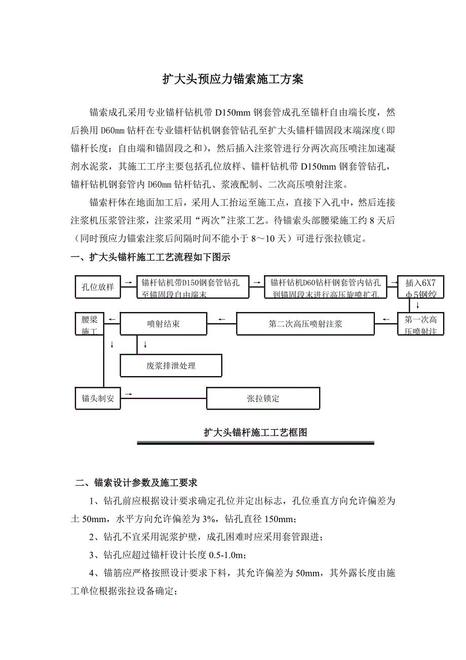 扩大头预应力锚索施工方案_第1页