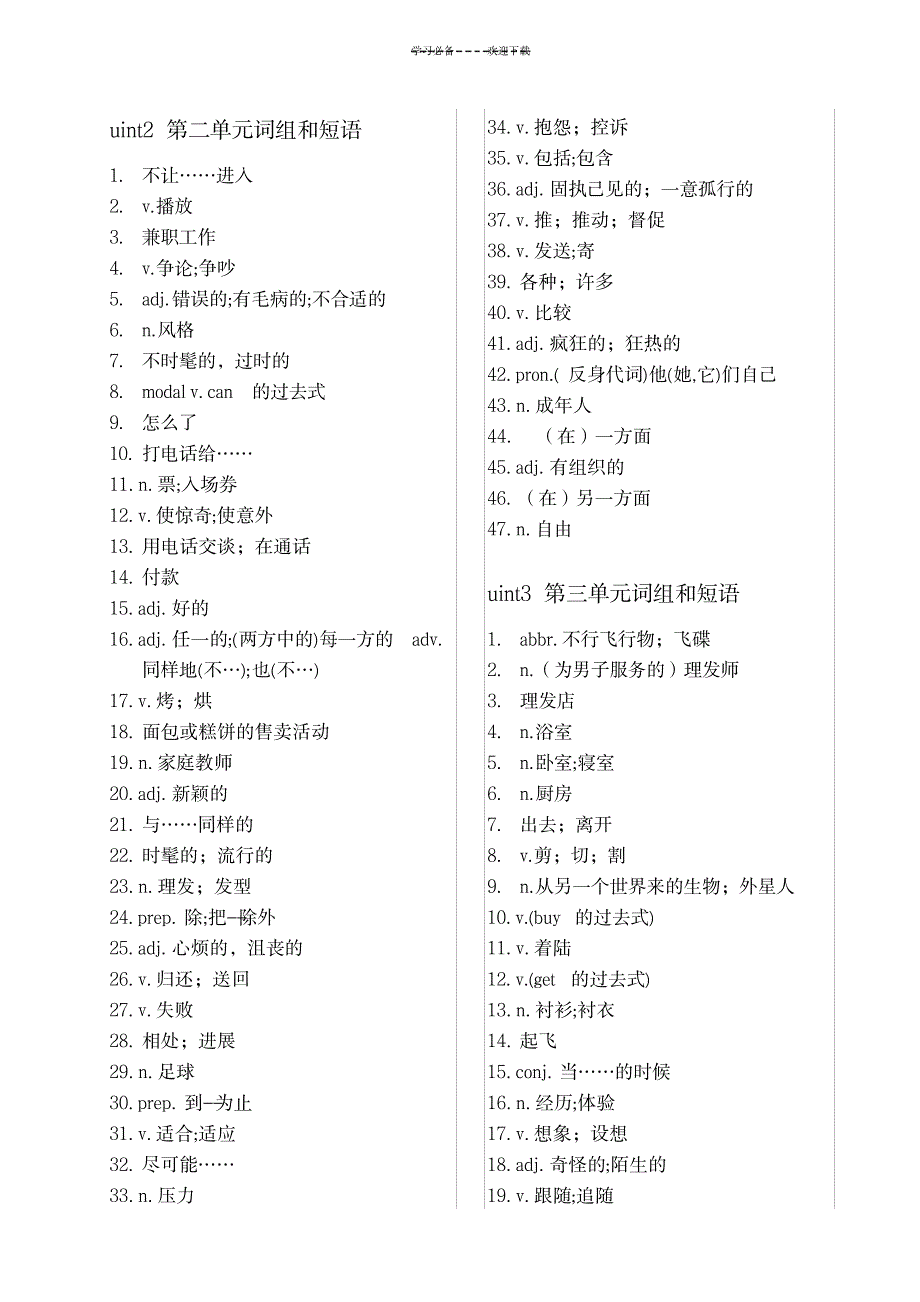 八年级下册英语单词表(汉语)(人教版)_外语学习-英语词汇_第2页