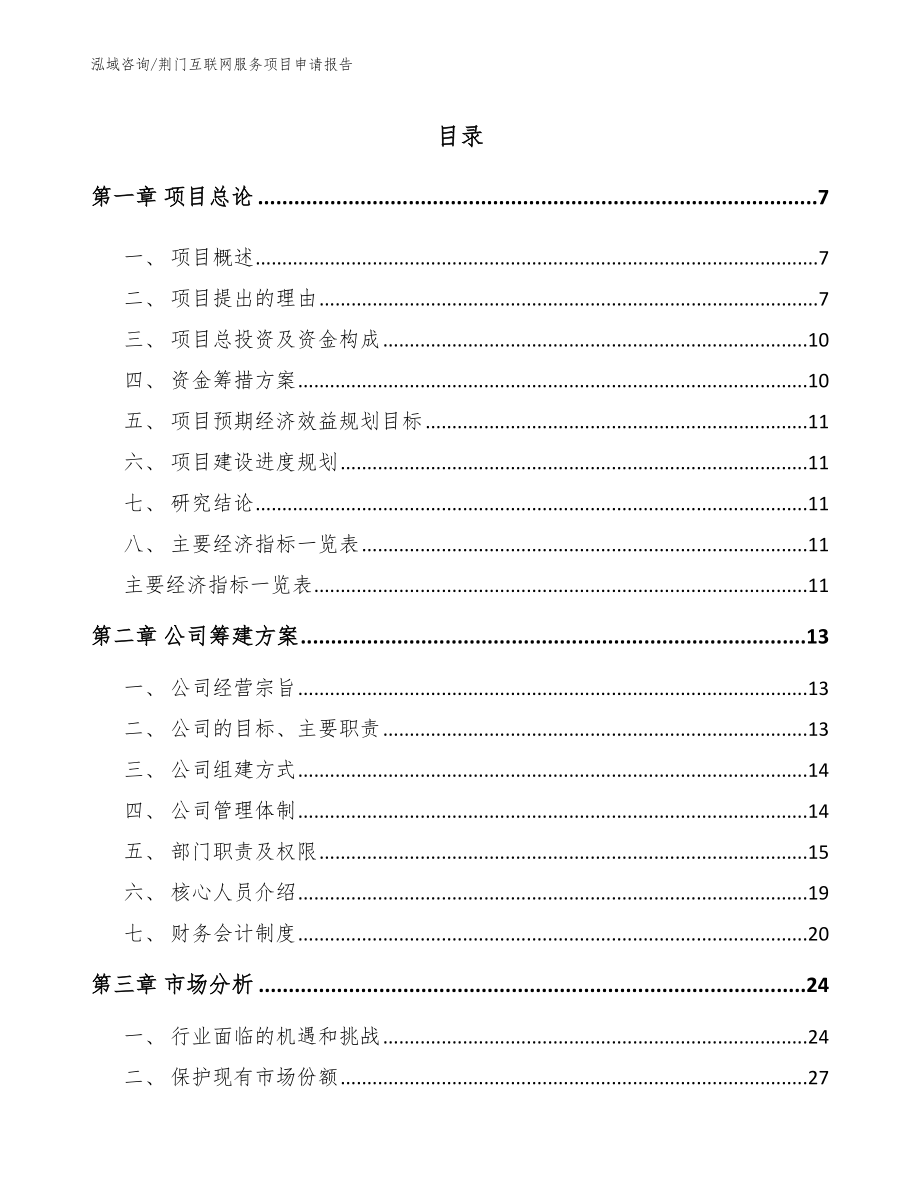 荆门互联网服务项目申请报告_范文参考_第2页