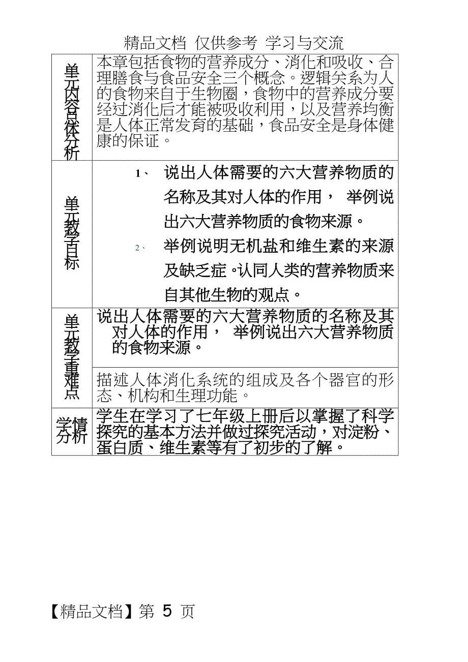 济南版七年级生物下册教案　全册_第5页