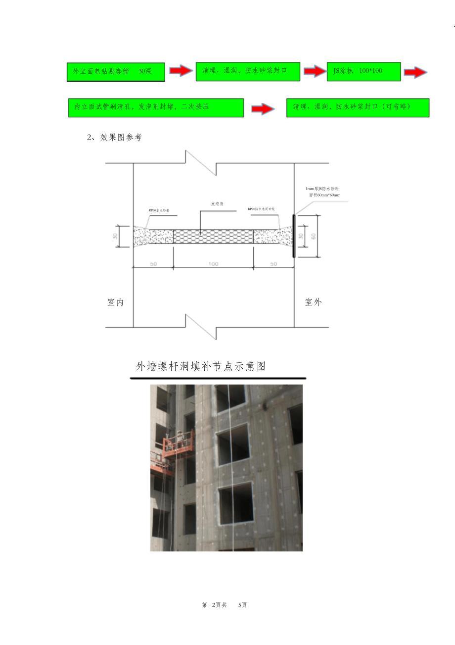 （精编）外墙剪力墙对拉螺栓封堵方案-图文并茂版_第2页