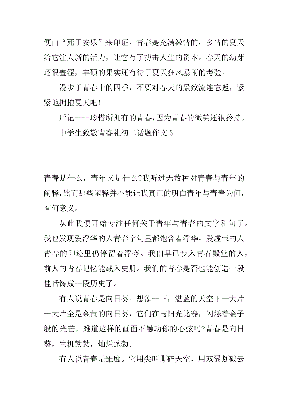 2023年中学生致敬青春礼初二话题作文_第4页