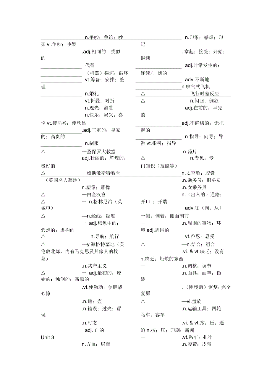 人教版高中英语单词表必修五默写版_第3页