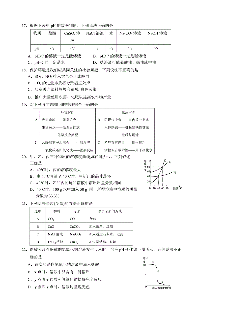 2011年北京市东城初三二模化学试题及答案_第3页