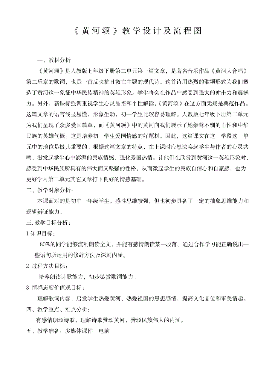 [文学作品]黄河颂教学设计_文学艺术-外国文学_第1页