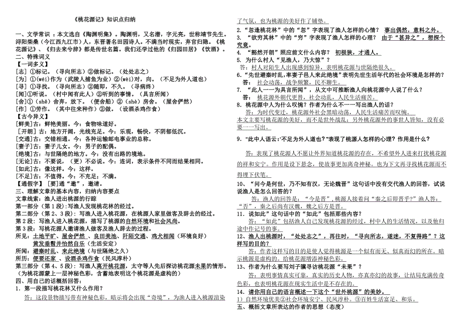(完整版)桃花源记知识点归纳完整版.doc_第1页