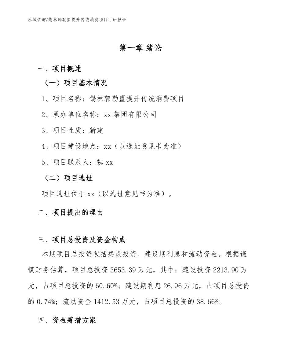 锡林郭勒盟提升传统消费项目可研报告_第5页