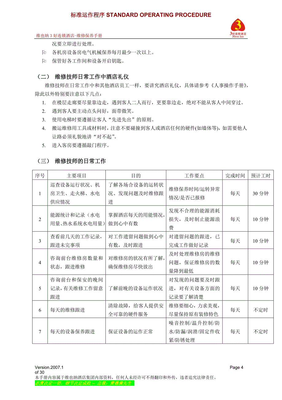 维也纳酒店-维修保养手册_第4页