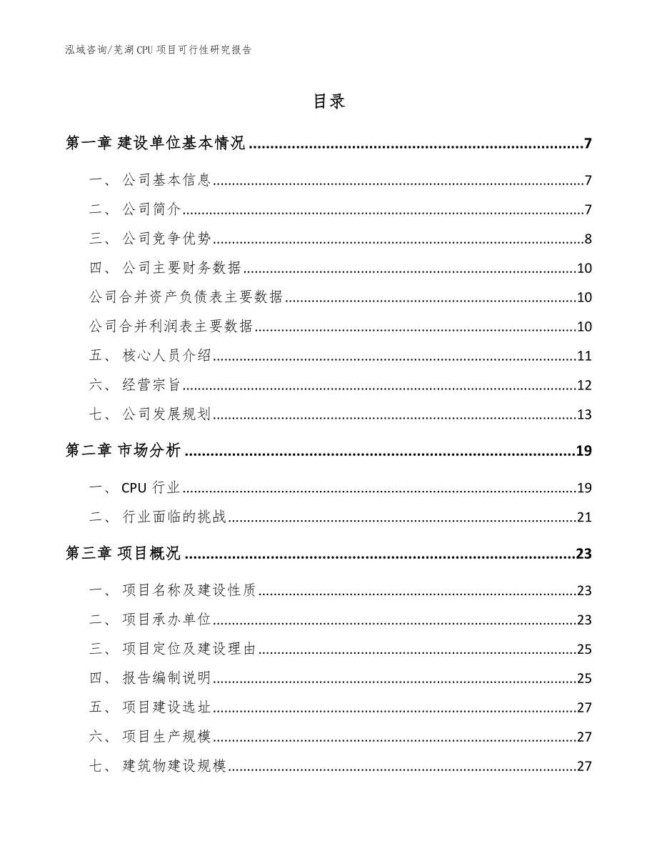 芜湖CPU项目可行性研究报告（范文模板）_第1页