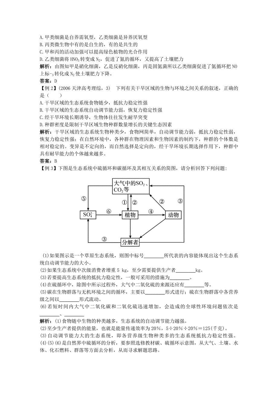 高中生物 专题8 生物与环境典例剖析 新人教版必修1_第5页