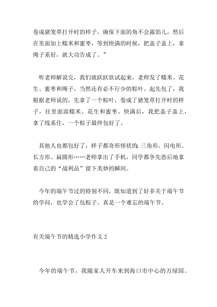 2023年有关端午节的精选小学作文三篇_第2页