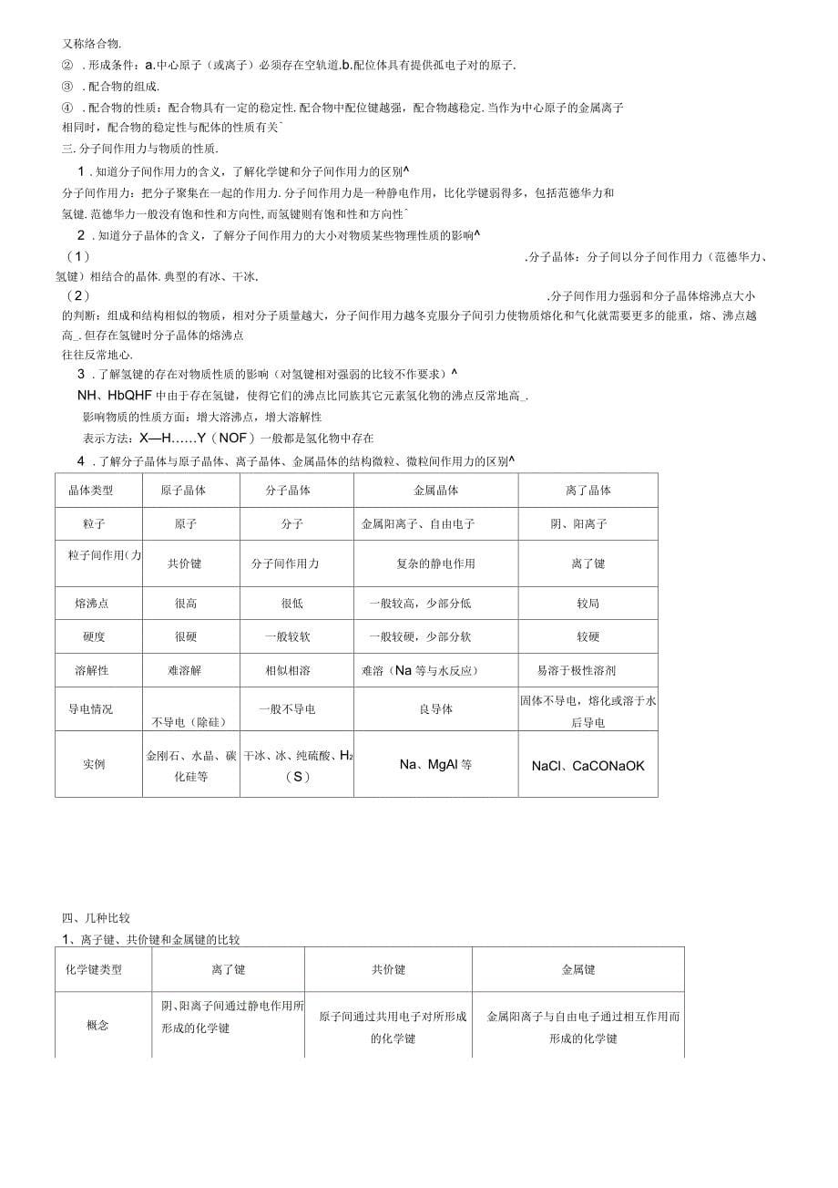 高中化学选修《物质结构与性质》知识点提纲_第5页