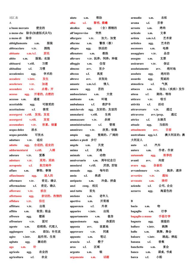 意大利语常用词汇表.doc