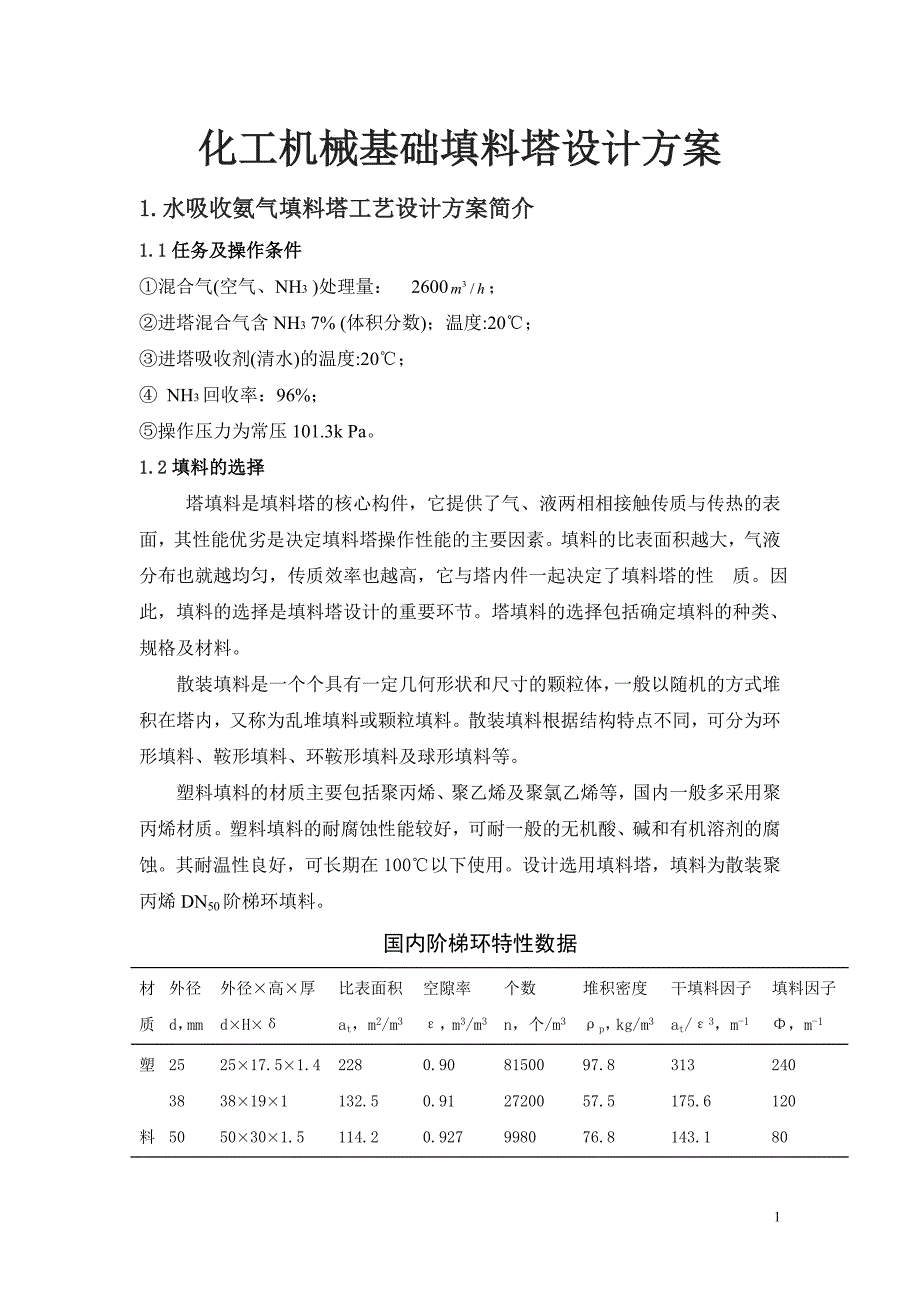 化工机械基础填料塔设计方案_第1页