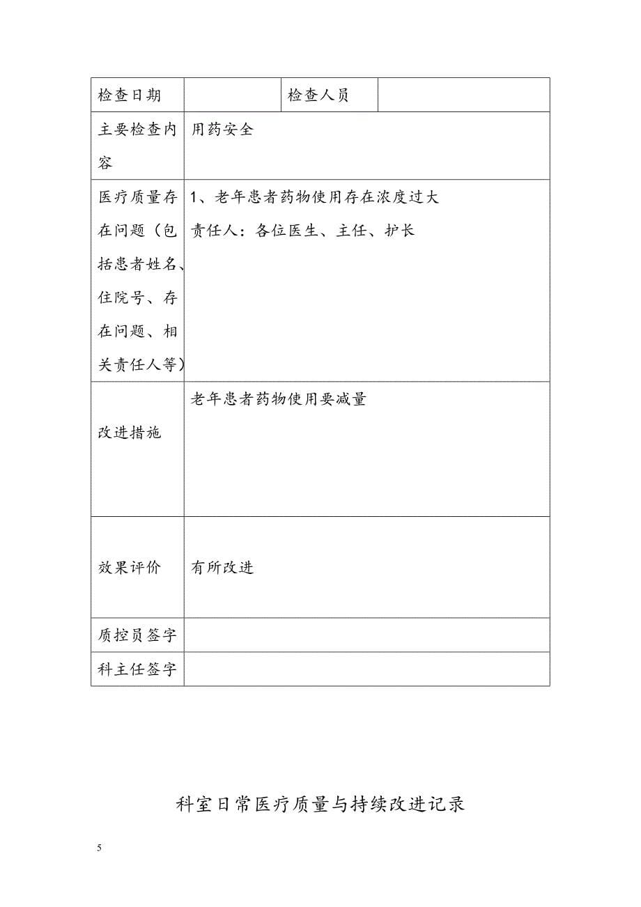 科室日常医疗质量与持续改进记录.doc_第5页