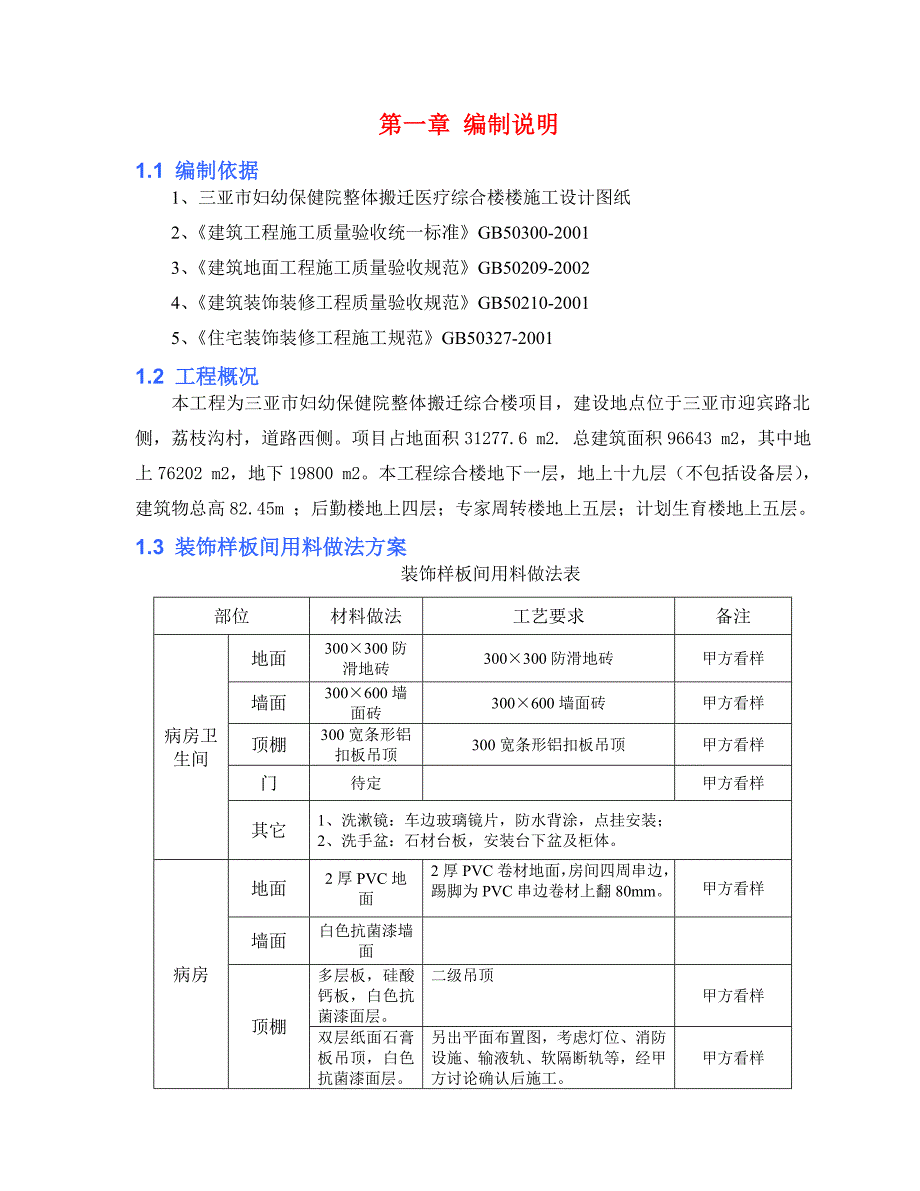 病房装饰样板间施工方案_第2页