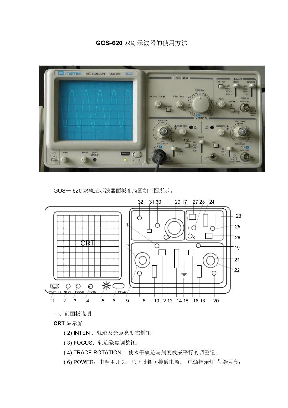 GOS-620双踪示波器的使用方法(word文档良心出品)_第1页