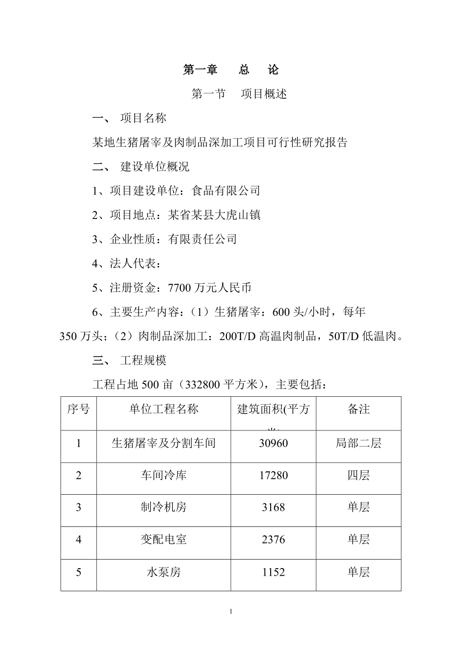 某市大型生猪屠宰及肉制品深加工项目可行性研究报告书(优秀可行性研究83页).doc_第1页