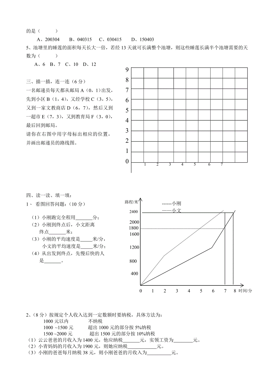 人教版六年级下册数学期中试卷和参考答案_第2页