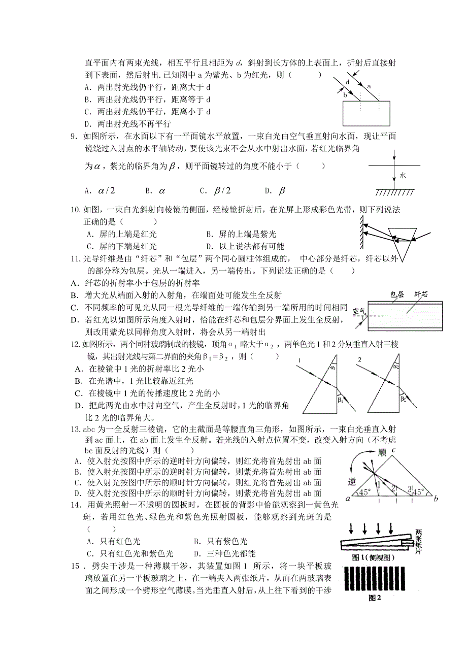 1920光的传播和波动性单元测试含答案_第2页